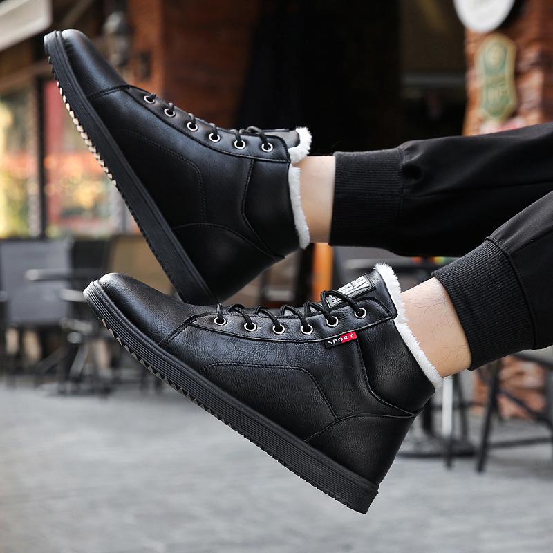 Outdooor Casual Men Cotton Boots Plus Velvet Warm Mid-top Shoes Men Boots Short Men Shoes