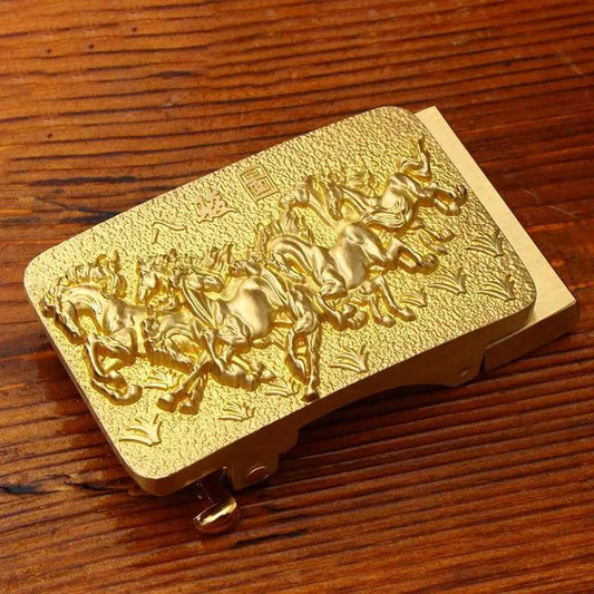Men's Belt Card Slot Buckle Head Zodiac Dragon Full Copper Buckle Automatic Belt Head Pants Belt Clip Plate Buckle Belt Head