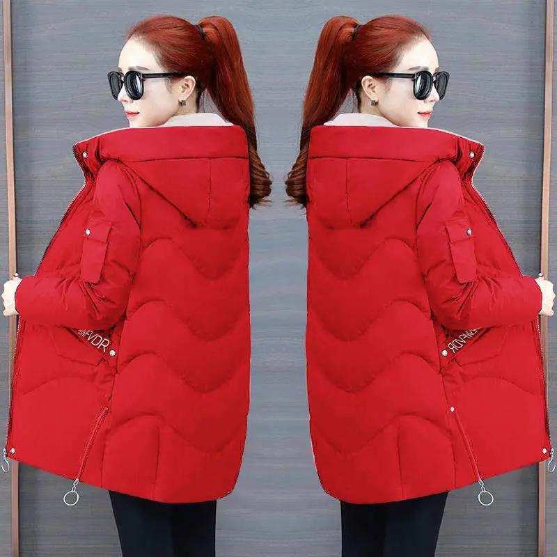 Hooded Coat Women Long Parka Wadded Winter Warm Green Padded Jacket Cotton Plus Size Female
