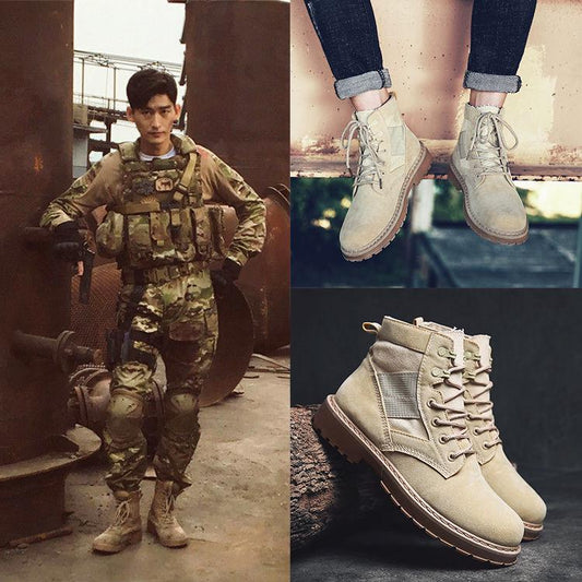 High Top Shoes All-match Men's Casual Martin Boots Men Work Shoes Breathable Military Boots