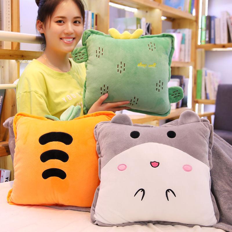 Pillow Quilt Dual-purpose Office Backrest Back Cushion Three-in-one Nap Blanket Nap Pillow Artifact Air Conditioner Is Skin-friendly and Soft