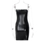 Sexy Solid Color Tube Top Dress Spring Autumn Skirt Children Sleeveless Leather Dress