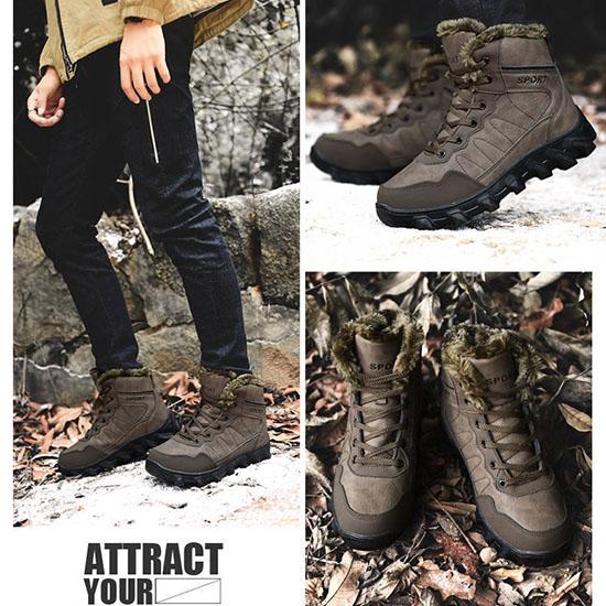 Men  Leather Boots Winter Plus Velvet High-top Boots Waterproof Non-slip Warm Work Boots