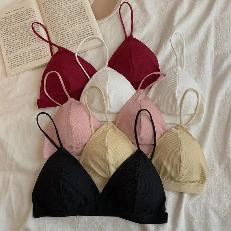 Korean Version with Chest Pad Wrap Chest Tube Top Triangle Cup Beauty Back No Steel Ring Sling Elastic Girl Underwear Bra
