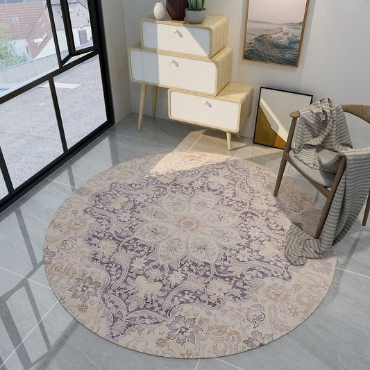 Round Carpet National Wind Retro American Computer Chair Hanging Basket Bed Bedroom Living Room Learning Non-slip Water Washable