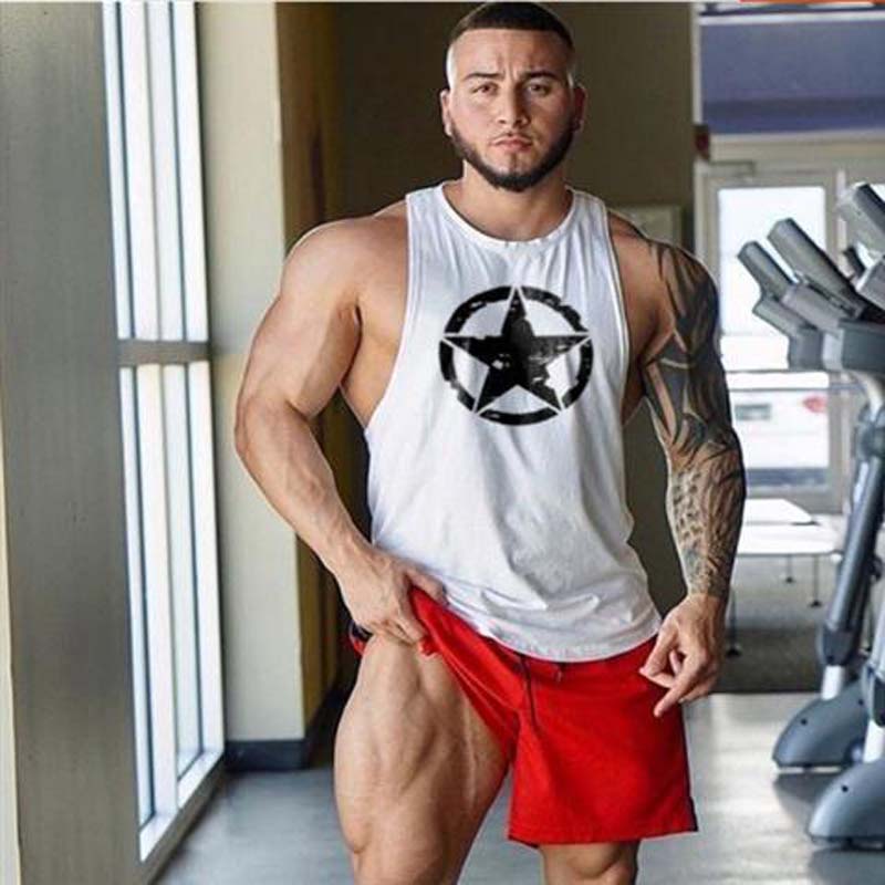 Muscular Man Fitness and Bodybuilding Training Sleeveless Vest Loose Waistcoat T-shirt