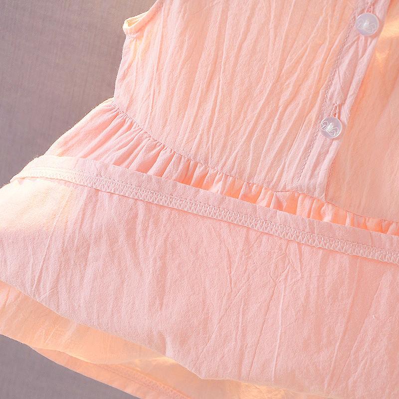 Baby Girl Summer Dress 0-5 Years Old Baby Skirt Round Neck Sleeveless Little Bee Pattern Cute Solid Color A-line Skirt Thin Section
