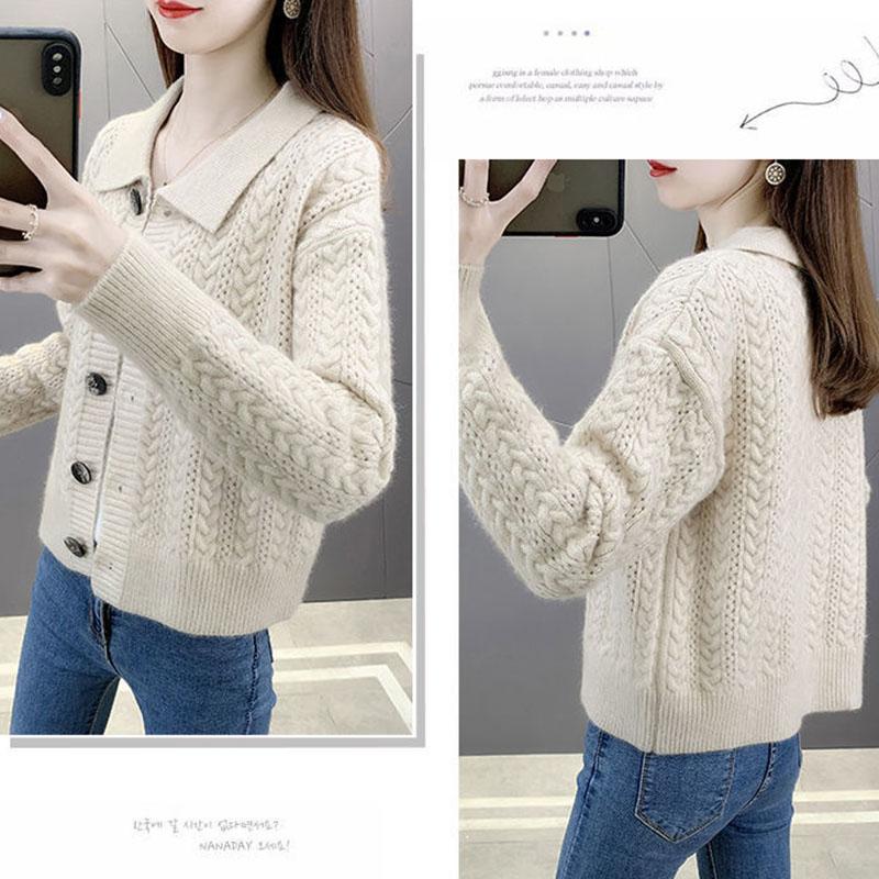 Autumn and Winter Solid Color Cardigan Jacket Knitted Loose Long-sleeved Tops Fashion Simple Women's Sweater