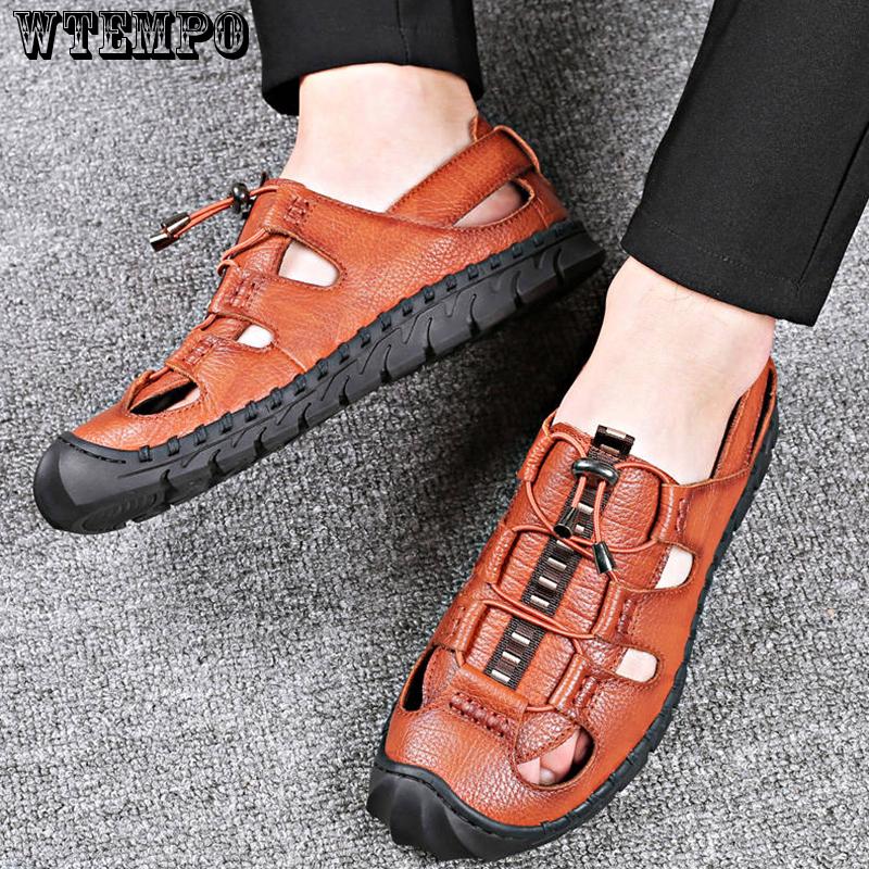 Men Sandals Quality Genuine Leather Men Summer Shoes Classics Comfort Beach Sandals