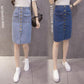 Women Sexy Solid Pocket Buttons Split Denim Skirt High Waist Above Knee Hip Skirt Casual Club Home Office