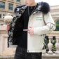 Men's Hooded Woolen Collar Cotton Padded Jacket for Young People