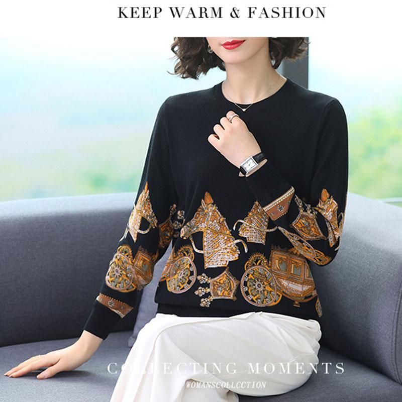 Autumn Winter Women Jumper O-Neck Long Sleeve Pullover 3D Print Jumper Tops Casual Loose Knitted Sweaters