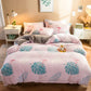 WTEMPO Coral Fleece Bedding Sets 4pcs Flower Pattern Bed Linings Duvet Cover Bed Sheet Pillowcase