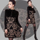 Vintage  Printed Woolen Sweater Women Thickened Long High Neck Furry Pullover Dress Plus Size  Loose Bottoming Sweater Dress