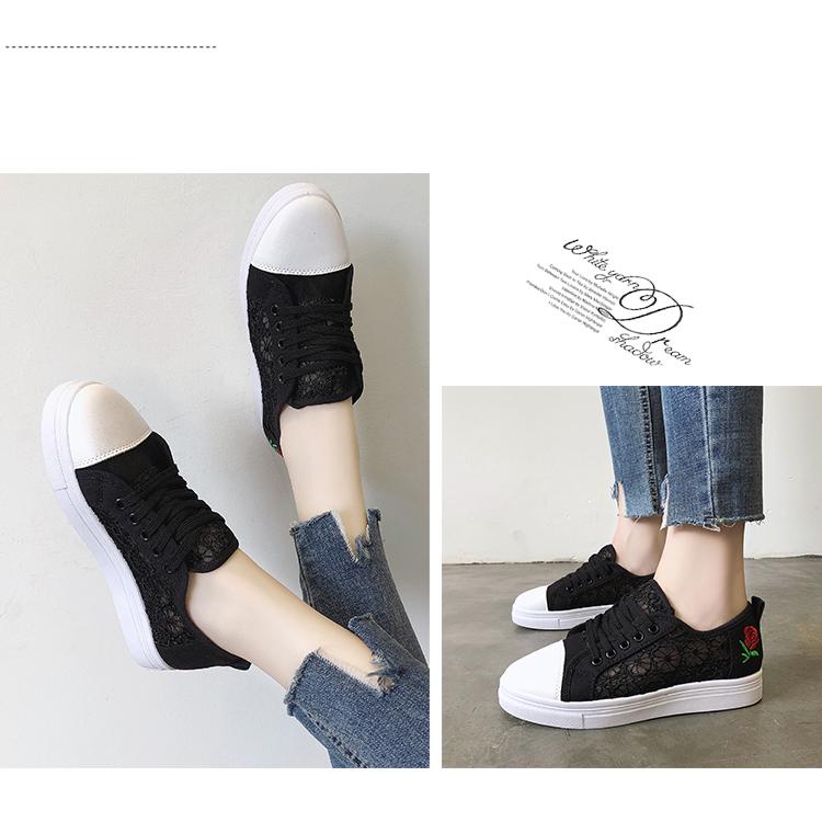 Sneakers Women Fashion Breathable Summer Platform Casual Shoes Lace Leisure Flat White Canvas Women's Vulcanize Shoes