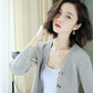 Short Knitted Jacket Spring and Autumn Korean Tops Pure Color Cardigan Youth Women's Sweater