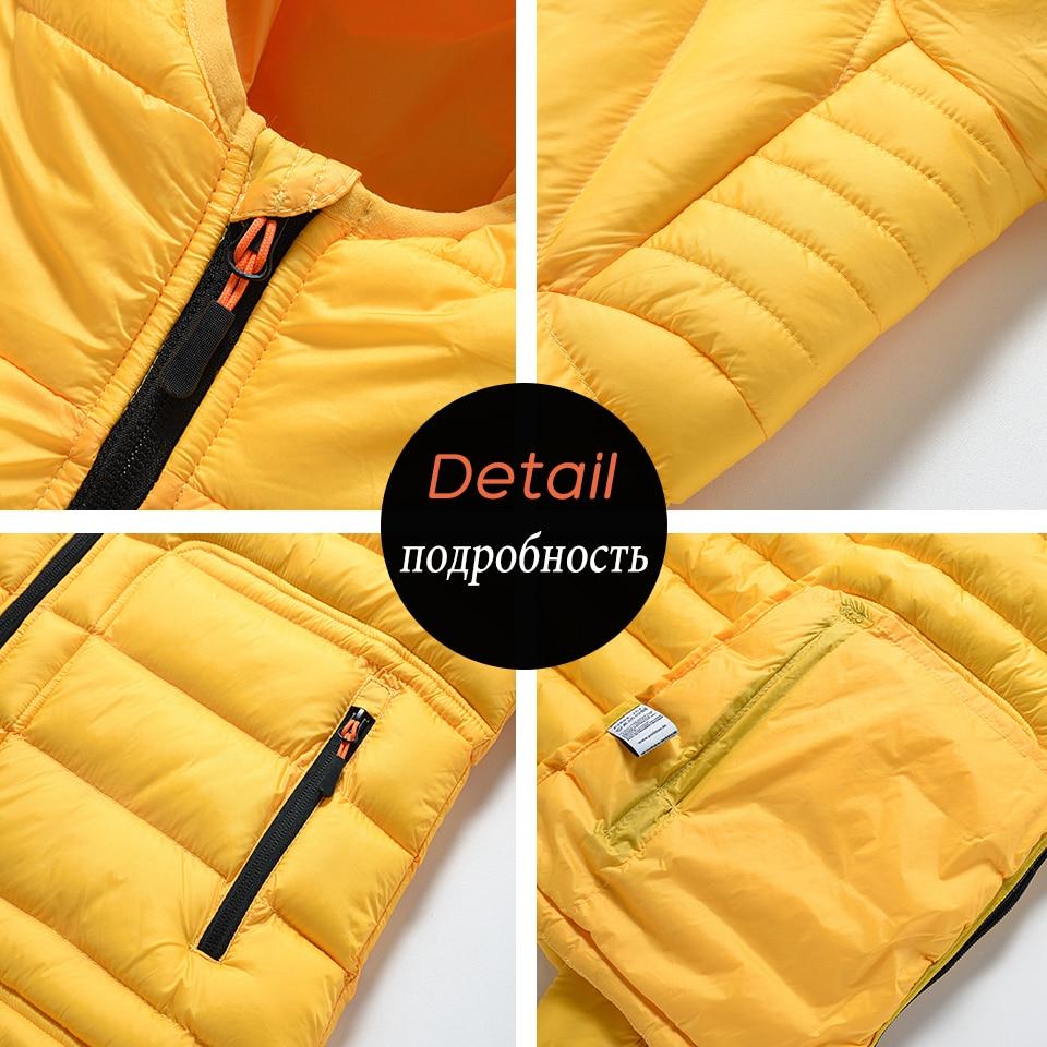 Men's Autumn and Winter Ultralight Classic Down Jacket Thick Warm Hooded Jacket Parka Casual Windproof Down Jacket