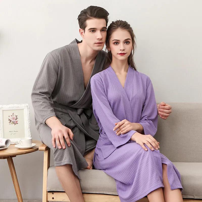 Large Size Thin Bathrobe Men Long Robe Coat Ladies Shawl Bathrobe Absorbent and Quick-drying Home Clothes