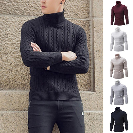 6-color Lightweight Shirt High Neck Pullover Knitted Twist Sweater Long Sleeve Comfortable Trend