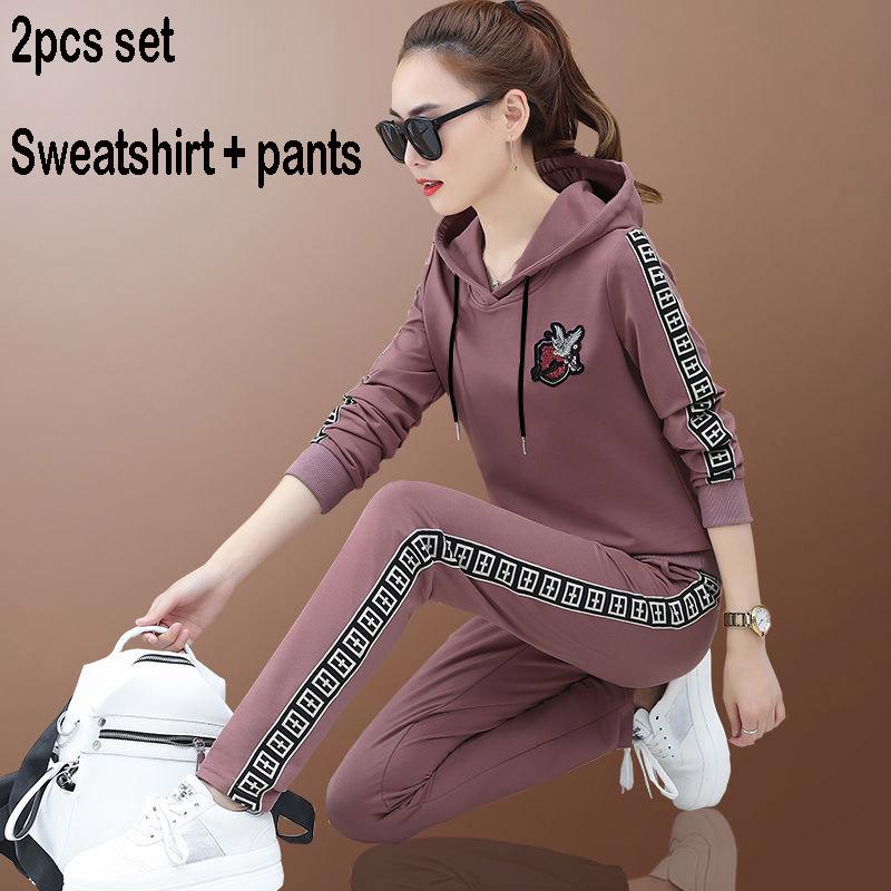 Long-sleeved Casual Sweatshirt Set Large Size Spring and Autumn Women's Set