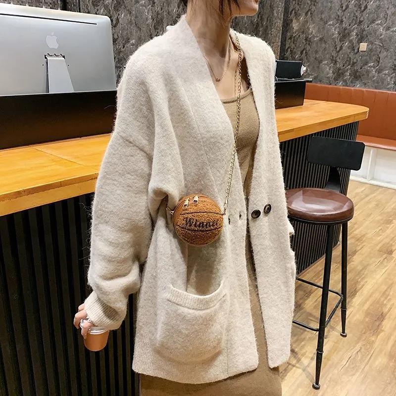 Round Ball Bag Metal Chain Messenger Bag Cute Small Bag Wild Mini Bag Girl Women Outing Trip Basketball Crossbody Bags