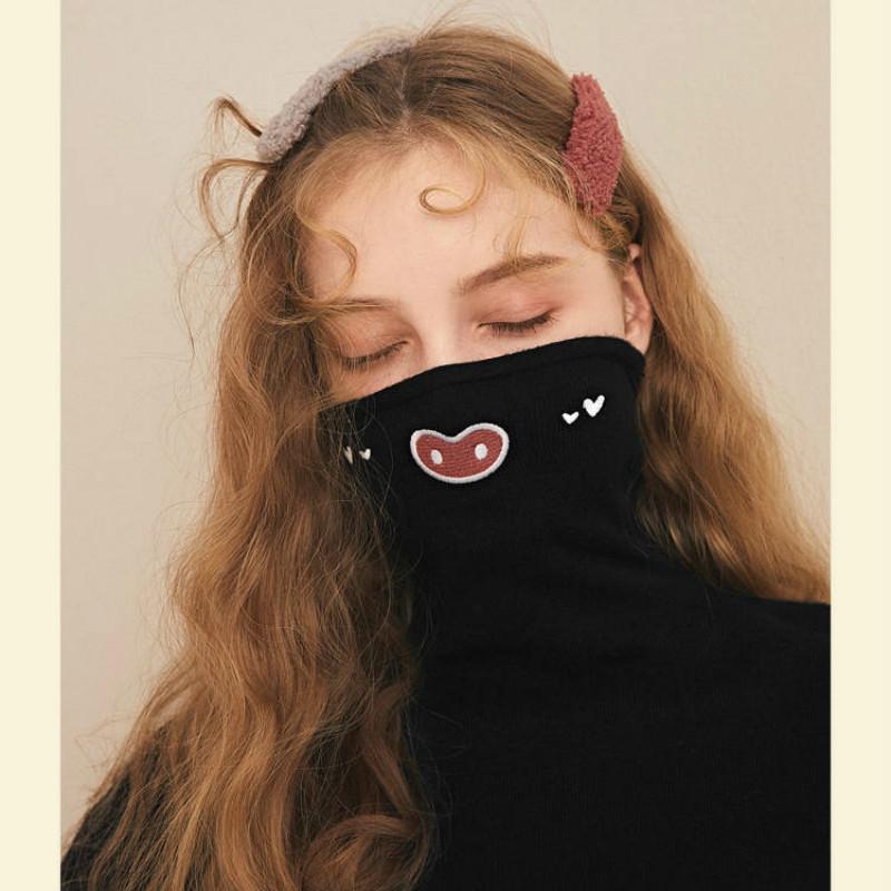 Cute Emoji Sweater Embroidery Female Pile Pile Sweater Solid Color Autumn and Winter