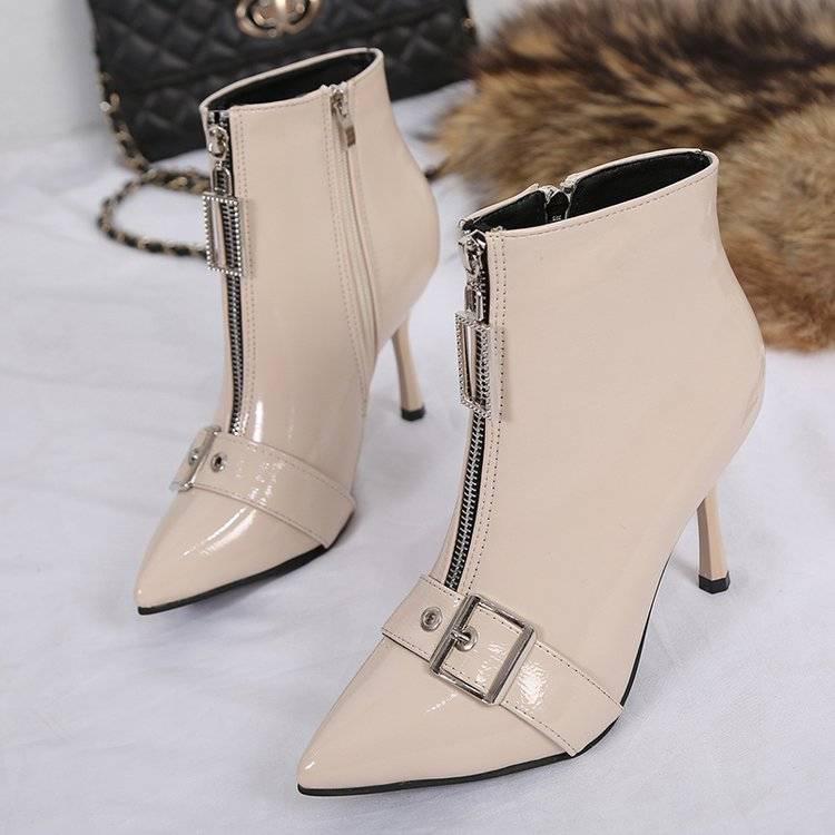 Stiletto Thin High Heels Pointed Toe Leather Sexy Martin Boots Ankle Women Boots Fur Boot Short Boot