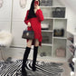 Spring and Autumn Sexy Mid-length Sweater V-neck Pullover Irregular Top Loose Hole Knit Sweater Dress