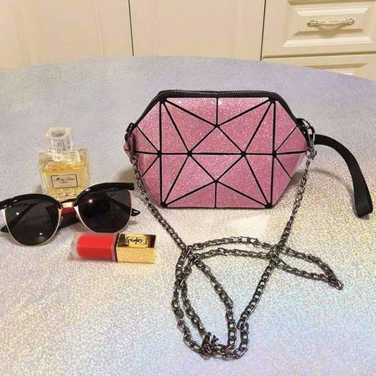 Female Bag Shell Bag Geometric Rhombic Luminous Semicircle Chain Messenger Bag Mini Bag