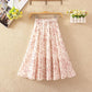 Elastic Waist Pleated Floral Skirt Summer Women's High Waist Mid-length A-line Draping Chiffon Fairy Dress
