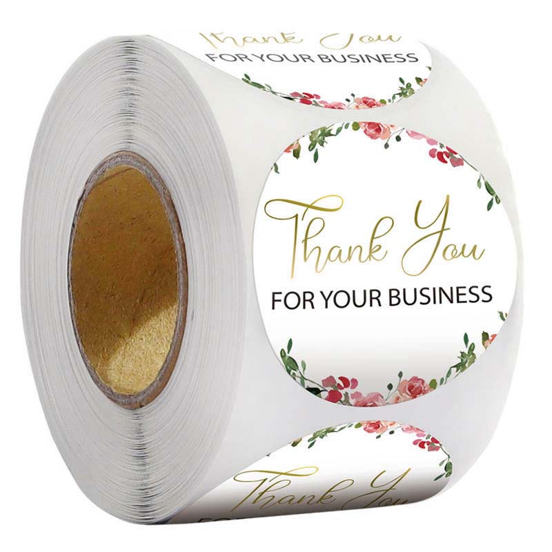 500 Pcs Round Flower Thank You Sticker Roll Sealing Sticker 8 Patterns Holiday Gift Decoration Stationery Sticker