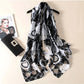 Flower Wrap Shawl Silk Imitation Satin Women Elegant Scarf  All-match Headscarf Sunscreen Gauze Shawl