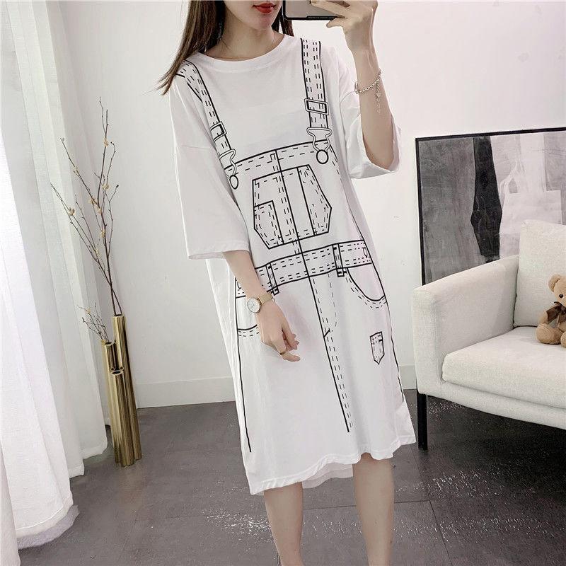 Women  T-shirt Dress Girl Loose O-Neck Casual Long Big Loose Home Comfort Outer Convenient Nightdress pajamas