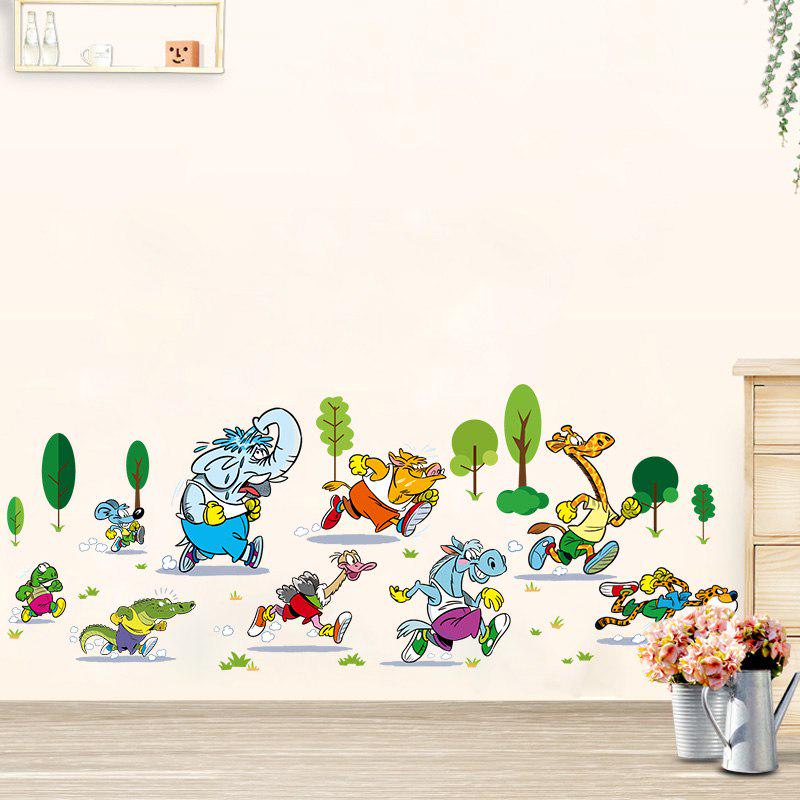 [sticker ]Animal Marathon Wall Stickers For Kids Rooms Nursery Living Room Bedroom Home Decor Child