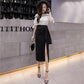 Women Sexy Irregular Bow Tight High WaistHip Skirt Mid-calf Split Zipper Club Casual Home Office