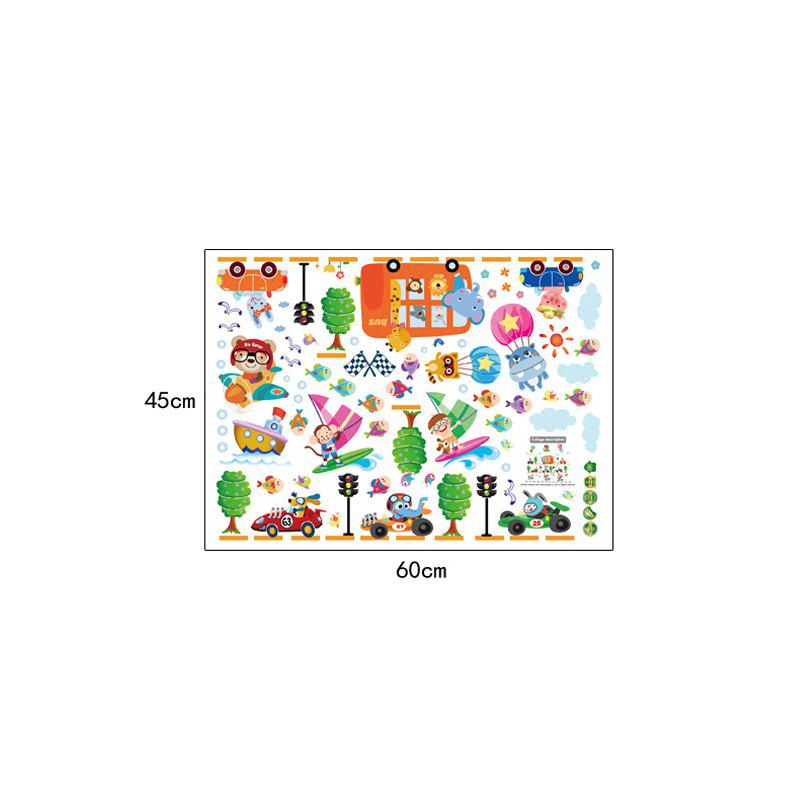[Wall sticker ]Cartoon Animal Bus Wall Stickers For Kids Rooms Baby Child Bedroom Nursery Living Roo