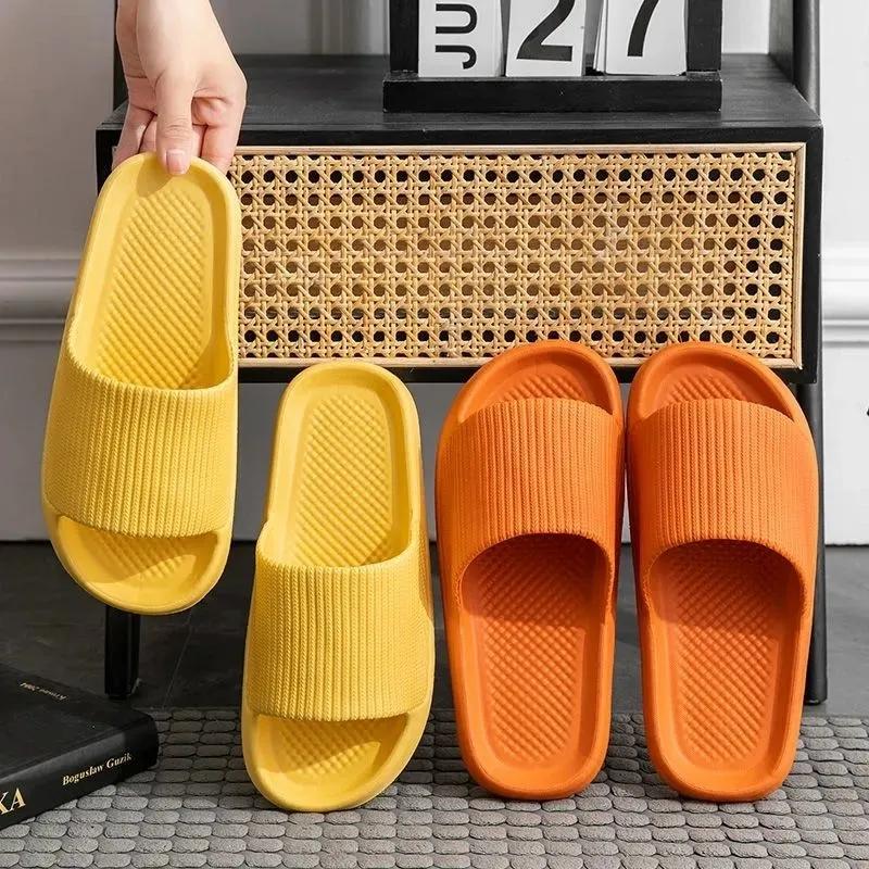 Unisex Stepping on Shit Slippers Ladies Summer Home Non-slip Bathroom Bath Couple Slippers Sandals and Slippers Men Outer Wear Light Flip Flops