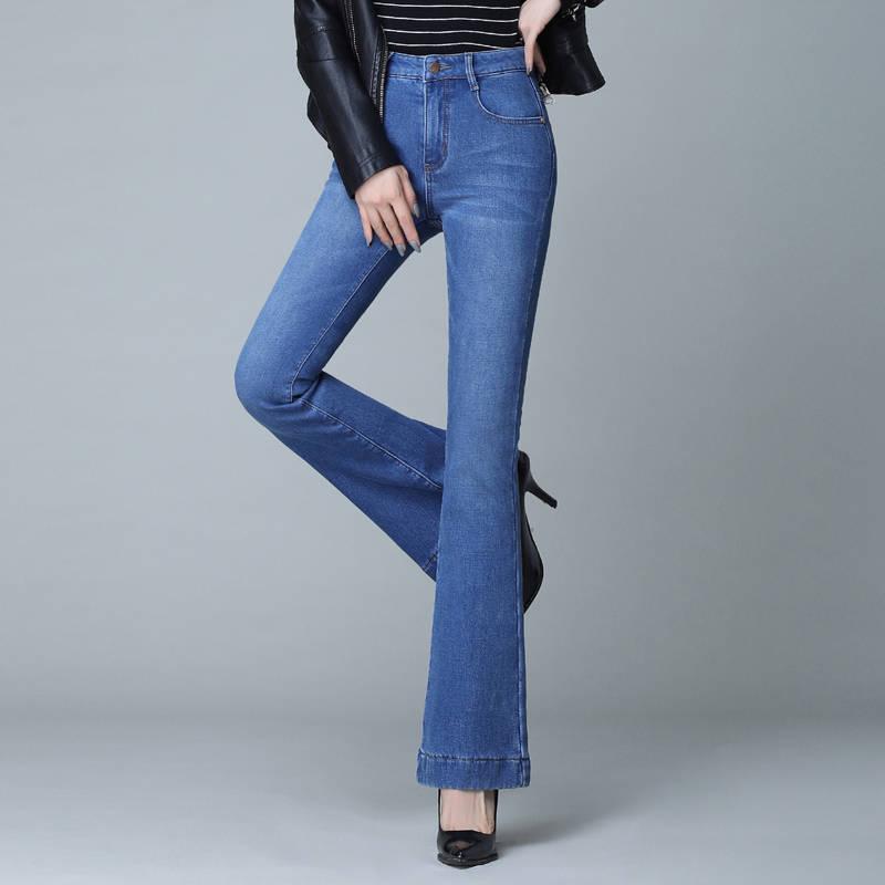 Large Size Jeans Women Destoryed Flare Jeans Waist Bell Bottom Denim Long Pants Jean