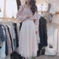 Ladies Skirt Short Jacket + Mid-length Mesh Skirt Dress Long Skirt Two-piece Dress Ladies Mesh Dress Long Sleeve Jacket Two-piece Dress