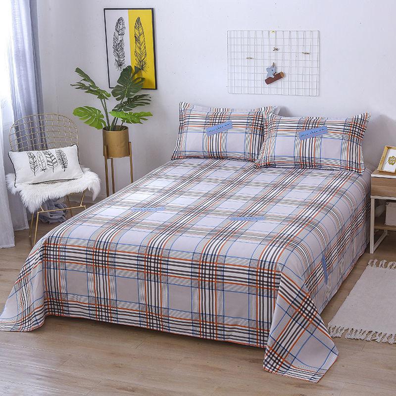 Three-piece Bedding Includes Thick Cotton Sheets and Two Pillowcases Skin-friendly Twin Beds Single Cotton Cloth Good Breathability and Washable