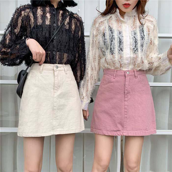 Pofulove S-5XL Women Plus Size Anti-light Denim Skirt Slim Sexy Package Hip Skirt Mini A-line Skirts