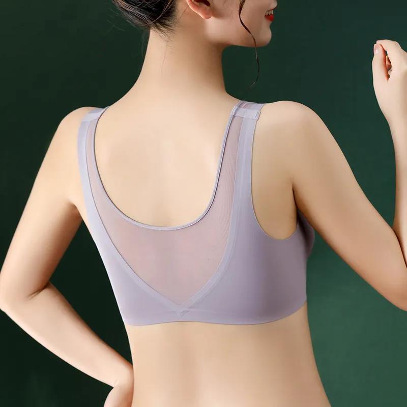 Ladies Seamless Ice Silk Underwear Beauty Back No Steel Ring Gather Bra Sports Vest Close Breast Yoga Vest Gym Fitness Bra