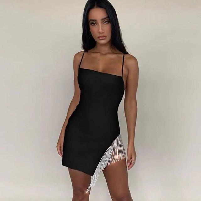 Split Tassel Sexy Dress Women Summer Sling Sleeve Backless Maxi Night Club Party Bodycon Hipster Dress Female