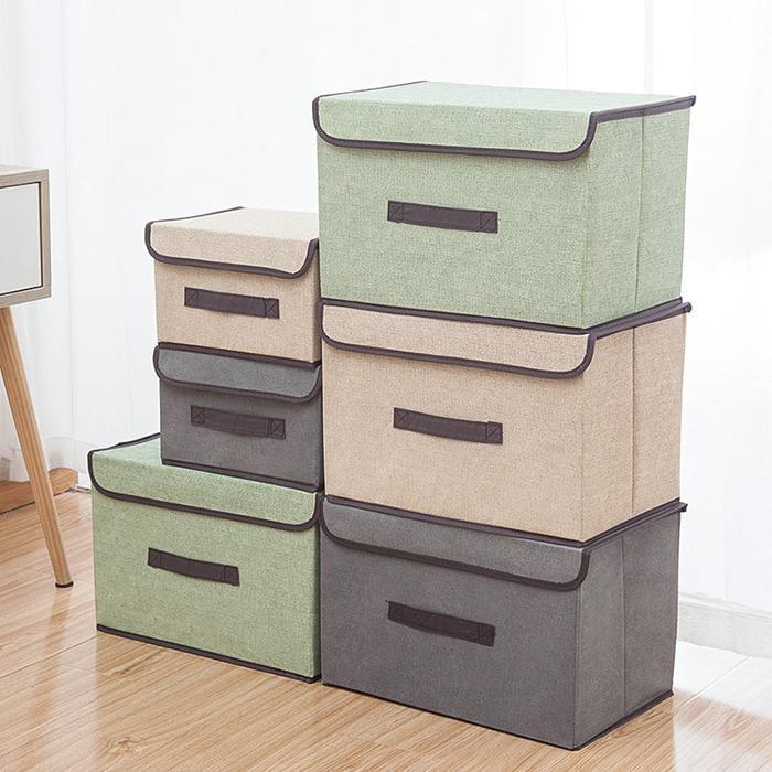Fabric Household Double Cover Storage Box Organizer Box Basket Cotton Linen Container