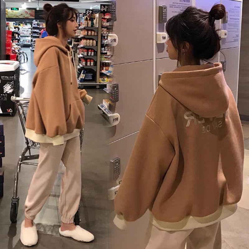 Warm Hood Top Autumn Winter Sweater Cotton Women Sweatshirt Wild Large Size Long Sleeve