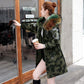 Winter Coat Women Loose Large Size Plus Velvet Thick  Hooded Camouflage Parka Coat with Fur Collar