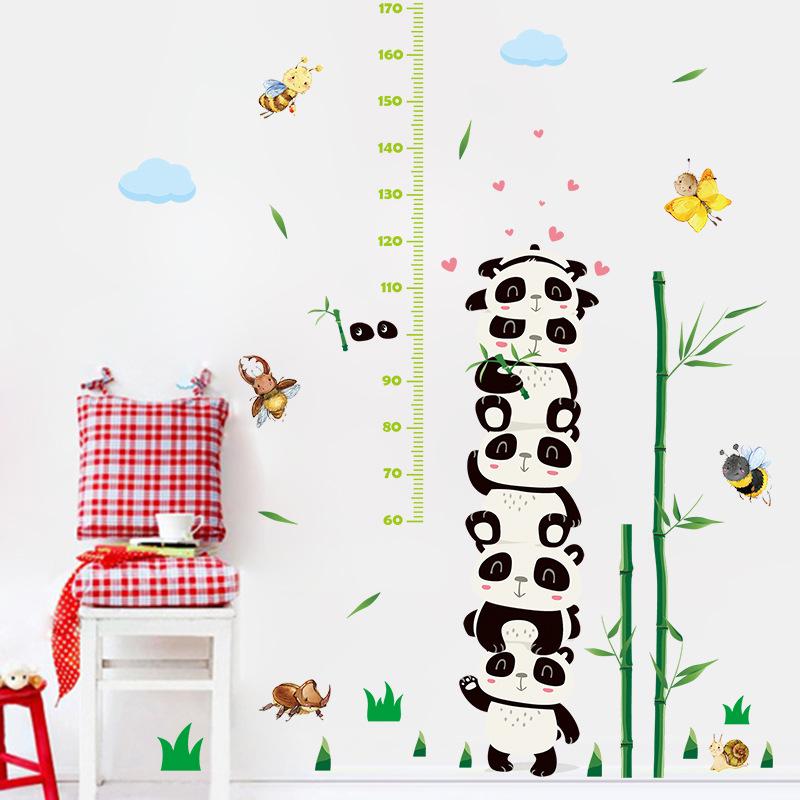 Panda tall cartoon height wall stickers bedroom living room background decoration removable stickers