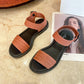 Summer Fashion Imitation Woven Buckle Strap Low heel Ethnic Style Ladies Sandals Slippers Open toe Fish Mouth Sandals Women