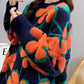 Women's Winter Round Collar Flower Sweater Female Autumn Large Size Outdoor Loose Warm Versatile Knitted Pullover