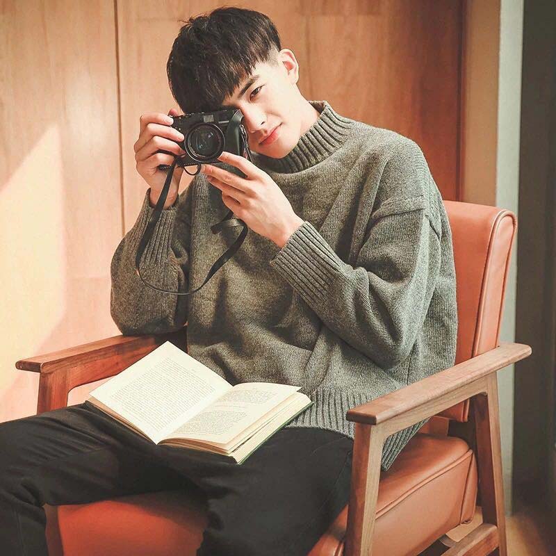 Sweater Men Casual Solid Color Basic Pullovers Knitted Sweaters Male New Winter Quality Mens Pullovers